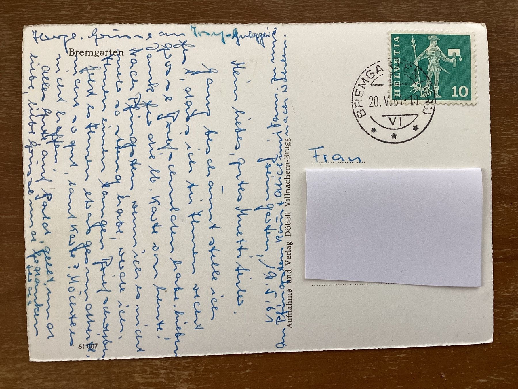 Cartoline postali: AK Bremgarten 1961 – Usato da Zürich venduto da tol_b7c7 1