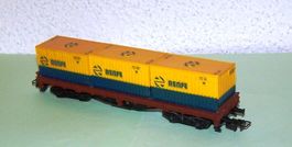Electrotren H0 5127: Tragwagen mit 3 x 20' Container "RENFE"