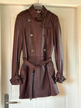 Burberry Leder Trenchcoat, Grösse 38