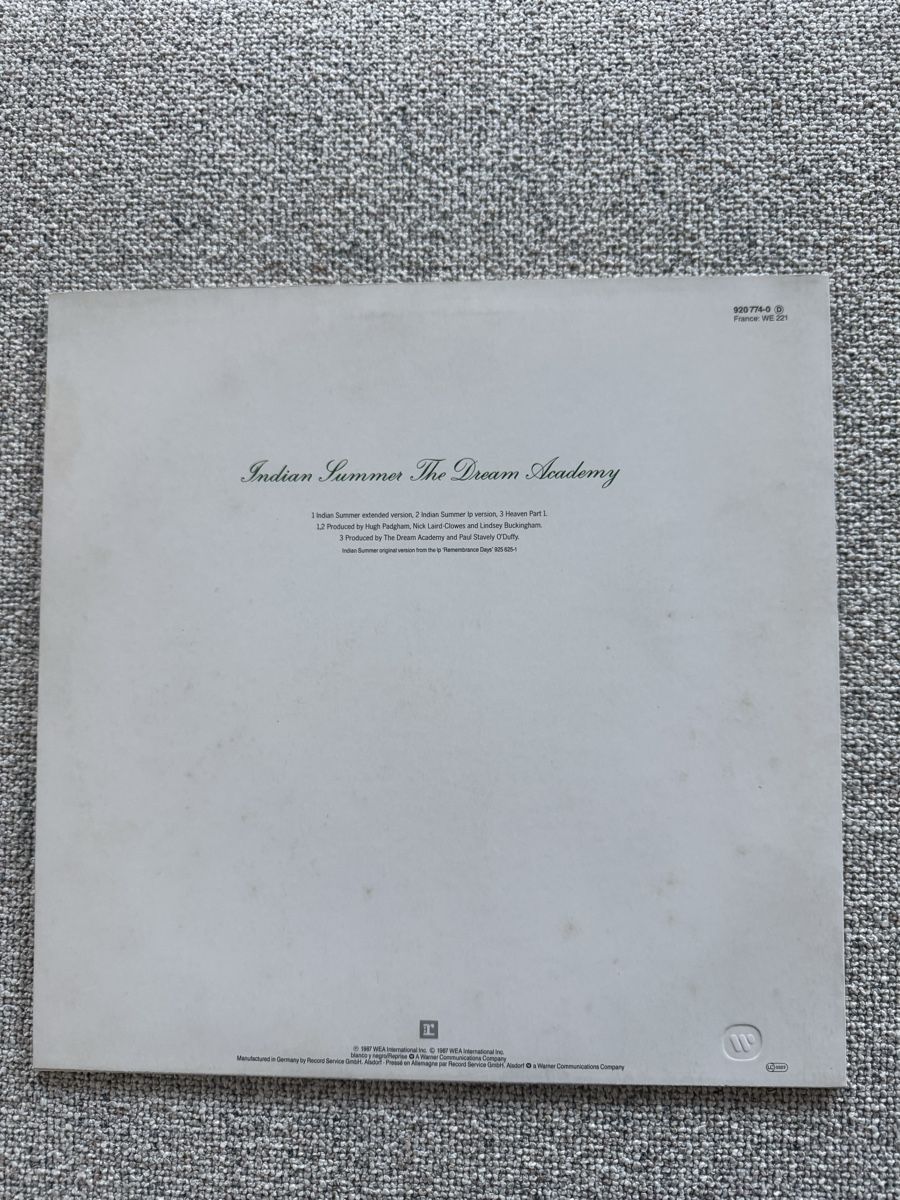 Schallplatten: The Dream Academy - Indian Summer - 12" Maxi- 80s – Gebraucht aus Rorbas von BlackstarRecords 1