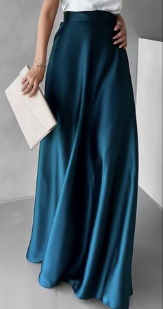 Maxi Gonna -raso color petrolio tg M/L nuova