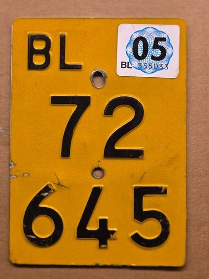 Sachs Insegne: Velonummer BL 2005 gelb Mofanummer Plaque Mofa – Usato da Schenkon venduto da Uhu007