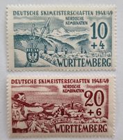 Briefmarken Deutsche Skimeisterschaften WÜRTEMBERG 1948/49