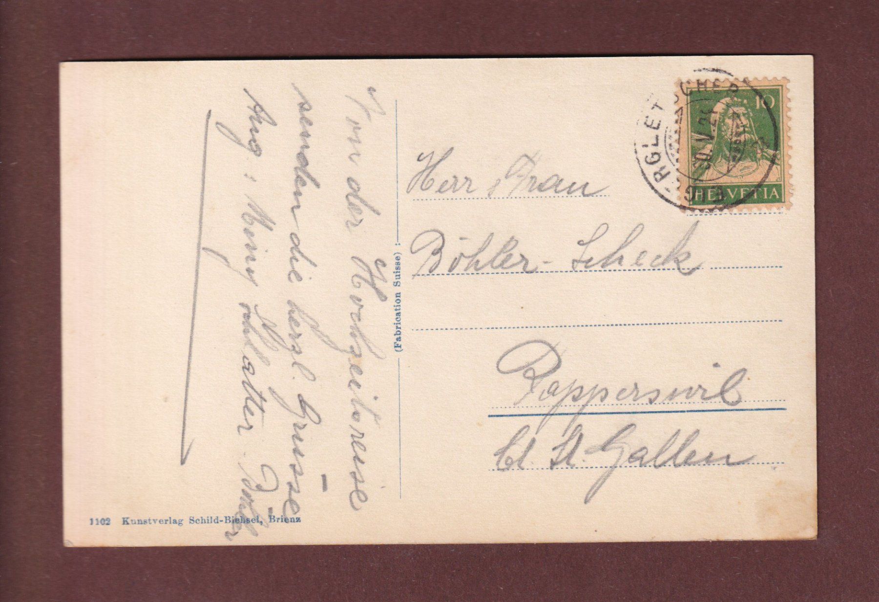 Cartoline postali: INTERLAKEN - Jungfrau - 1924 – Usato da Pully venduto da nicecards-shop 1