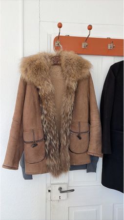 Damen Lammfelljacke braun mit Pelzkragen gebraucht