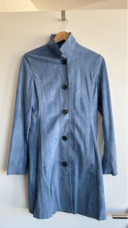 Blue suede short coat, size S, Leonardo