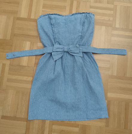 Sandro Paris trägerloses Kleid Gr.2 (M) Leinen-Baumwolle