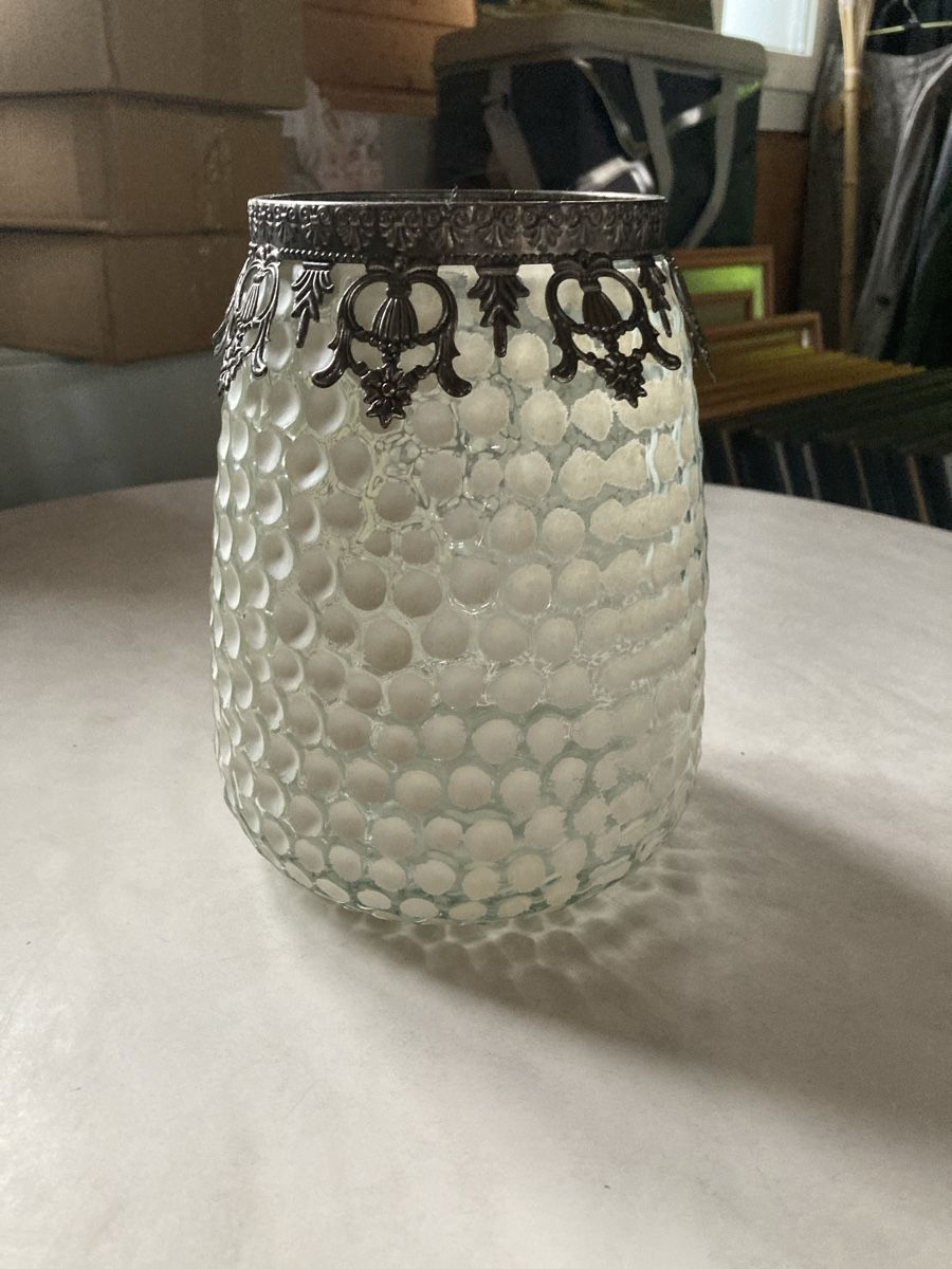 Laternen: Retro Glas Laterne mit Metallrand, Durchmesser 15cm – Neu (gemäss Beschreibung) aus Aarwangen von to-hirschi