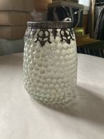 Retro Glas Laterne mit Metallrand, Durchmesser 15cm