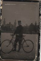 Kleines Blechfoto Radfahrer Pöstler
