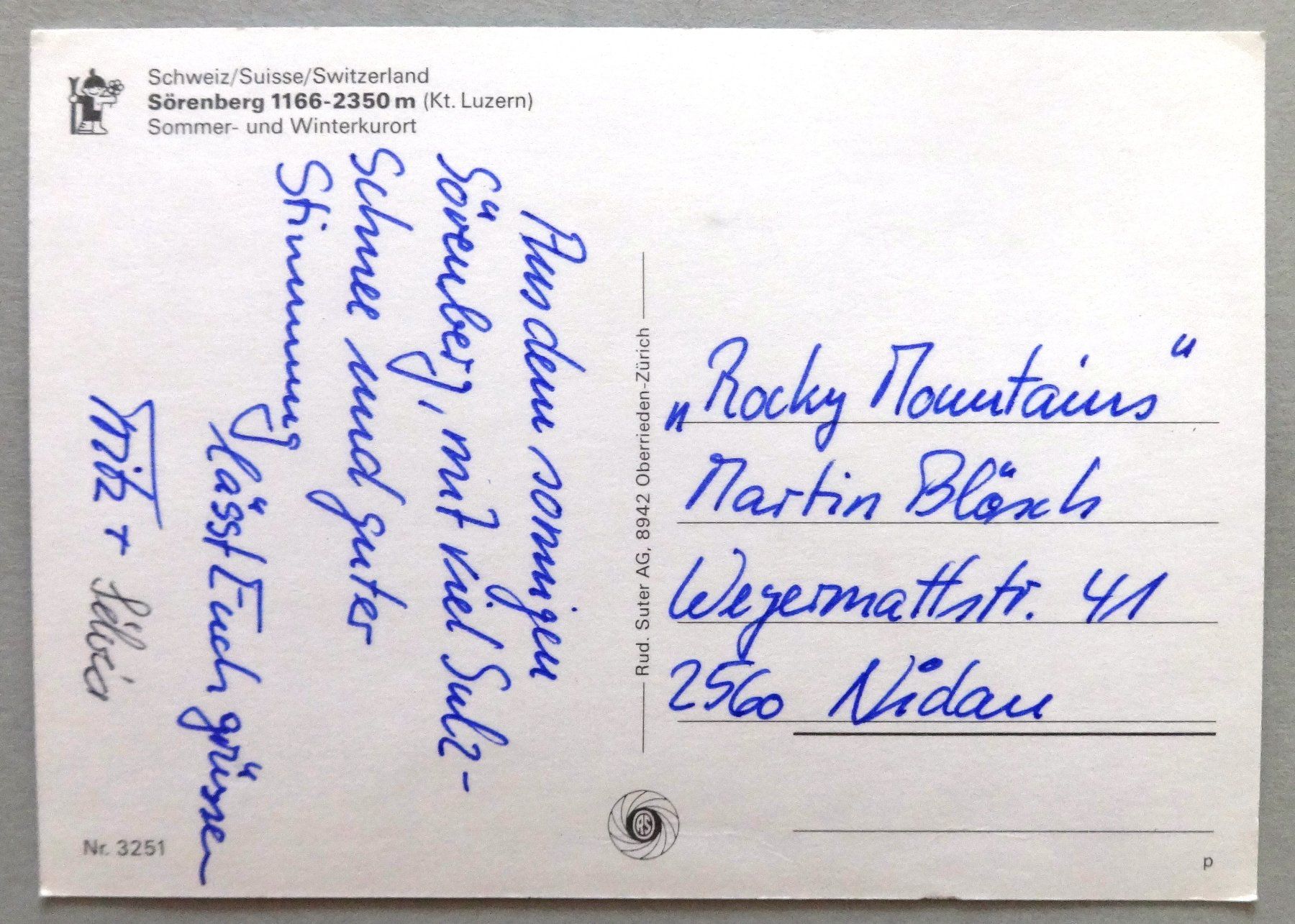 Cartoline postali: Sörenberg 1166-2350 m – Usato da Fétigny venduto da Billy2miny 1