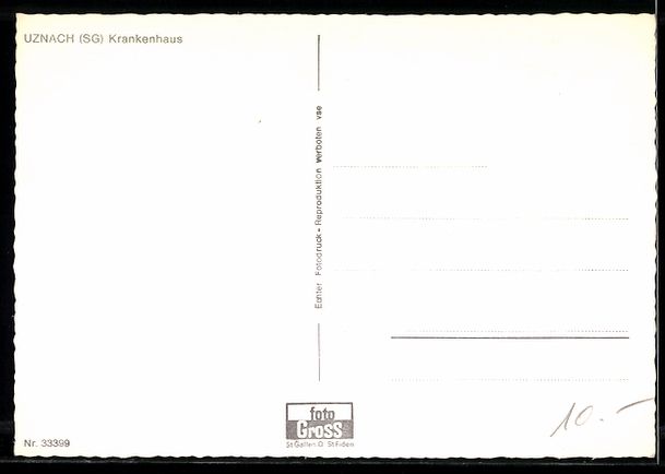 Cartoline postali: AK Uznach /SG, Krankenhaus – Usato da Berlin venduto da bartko-reher 1