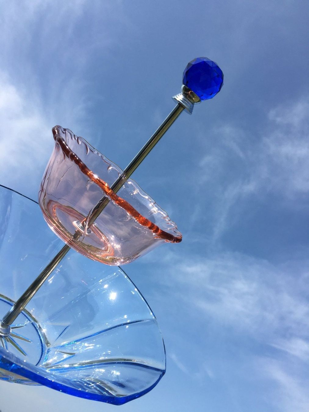 Schalen: Etagere mit Dessertschüssel - 60ties  rosa / blau – Gebraucht aus Subingen von ArtBead 3