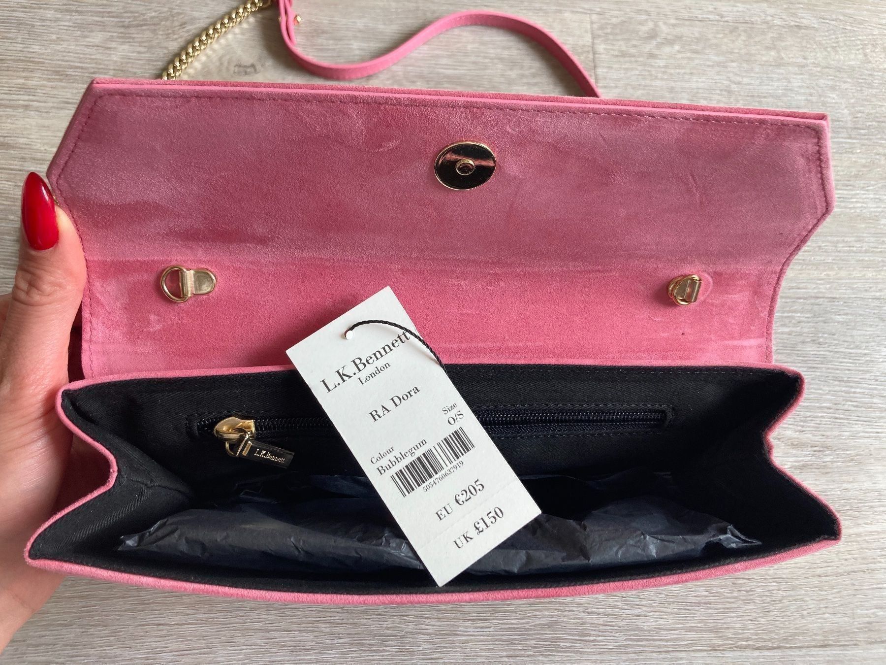 Taschen für Damen: Neue Veloursleder Clutch pink – Neu und originalverpackt aus Wohlen AG von SZS30 5