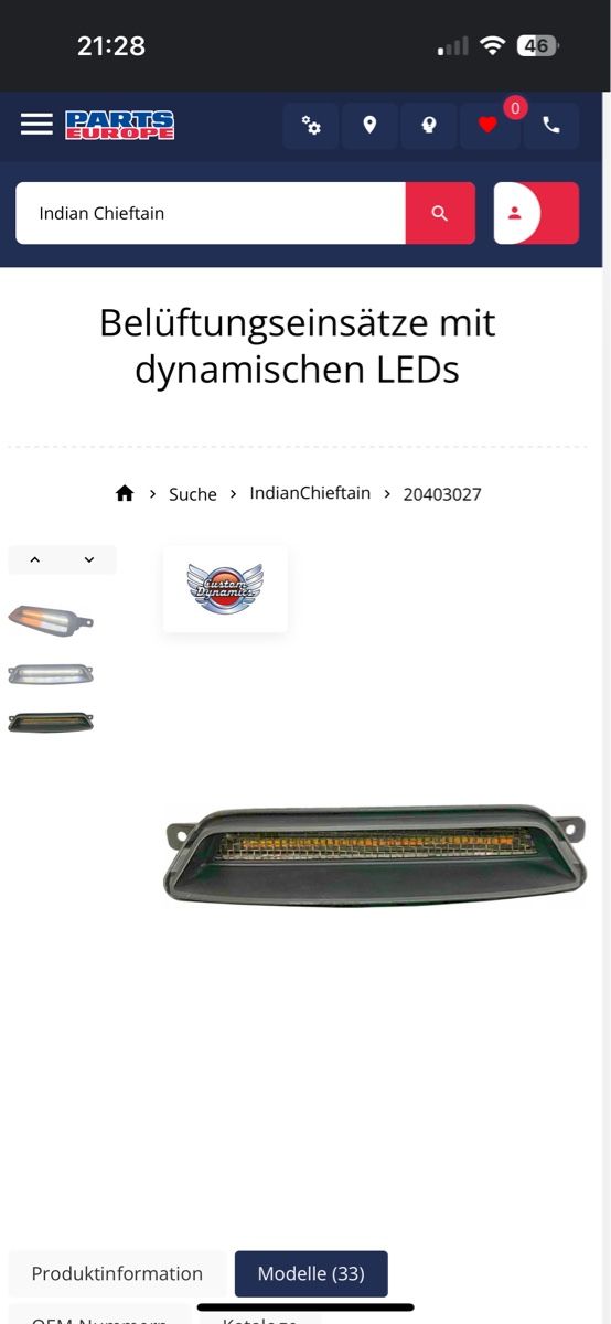 Tutti i ricambio per moto: LED Blinker Indian Chieftain Dynamisch weiss/gelb Set Neu! – Nuovo e nell'imballaggio originale da Rheinfelden venduto da Yann686 5