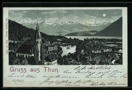 Mondschein-Lithographie Thun, Ortsansich