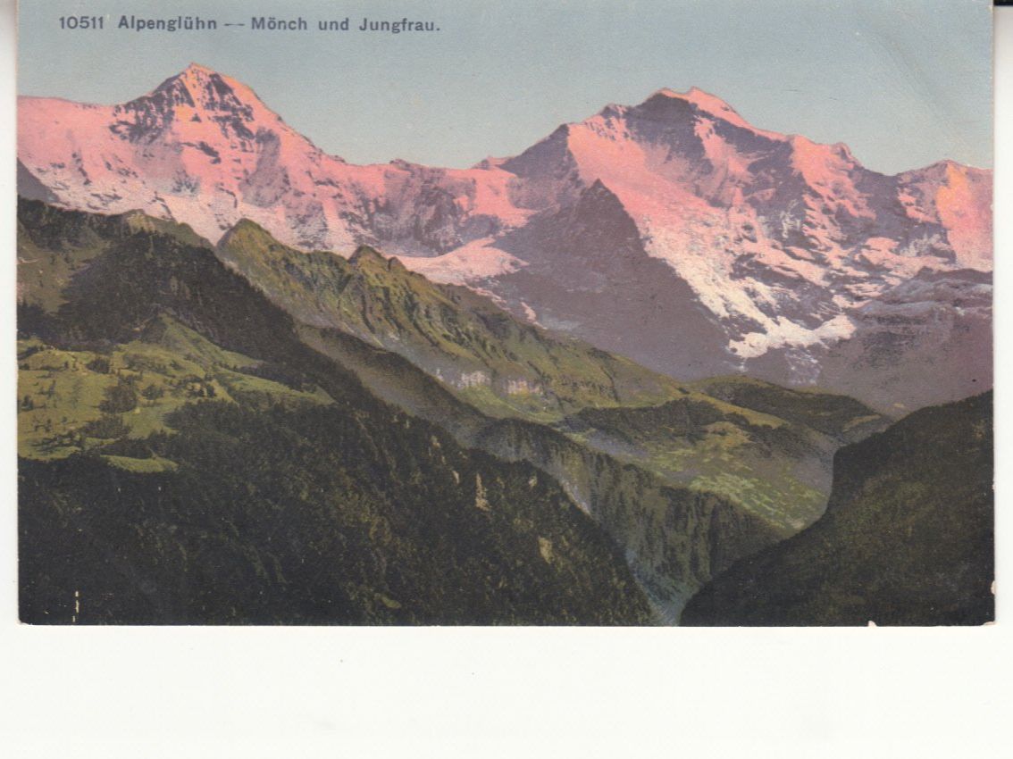 Cartoline postali: Mönch Jungfrau Alpengühn ca. 1930 – Usato da Bürglen TG venduto da StampGraf