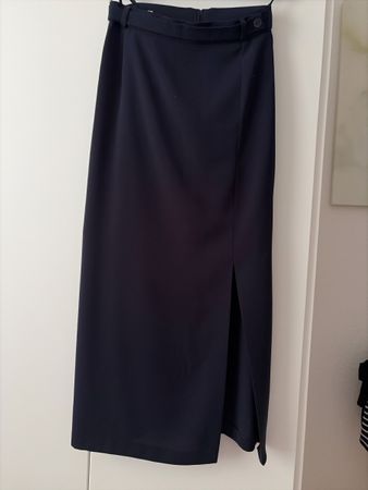 Damen Rock dunkelblau lang mit Schlitz Grösse S