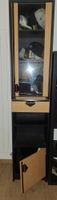 Vitrinenschrank schwarz/natur Holz mit 1 Schublade und 2 Tue