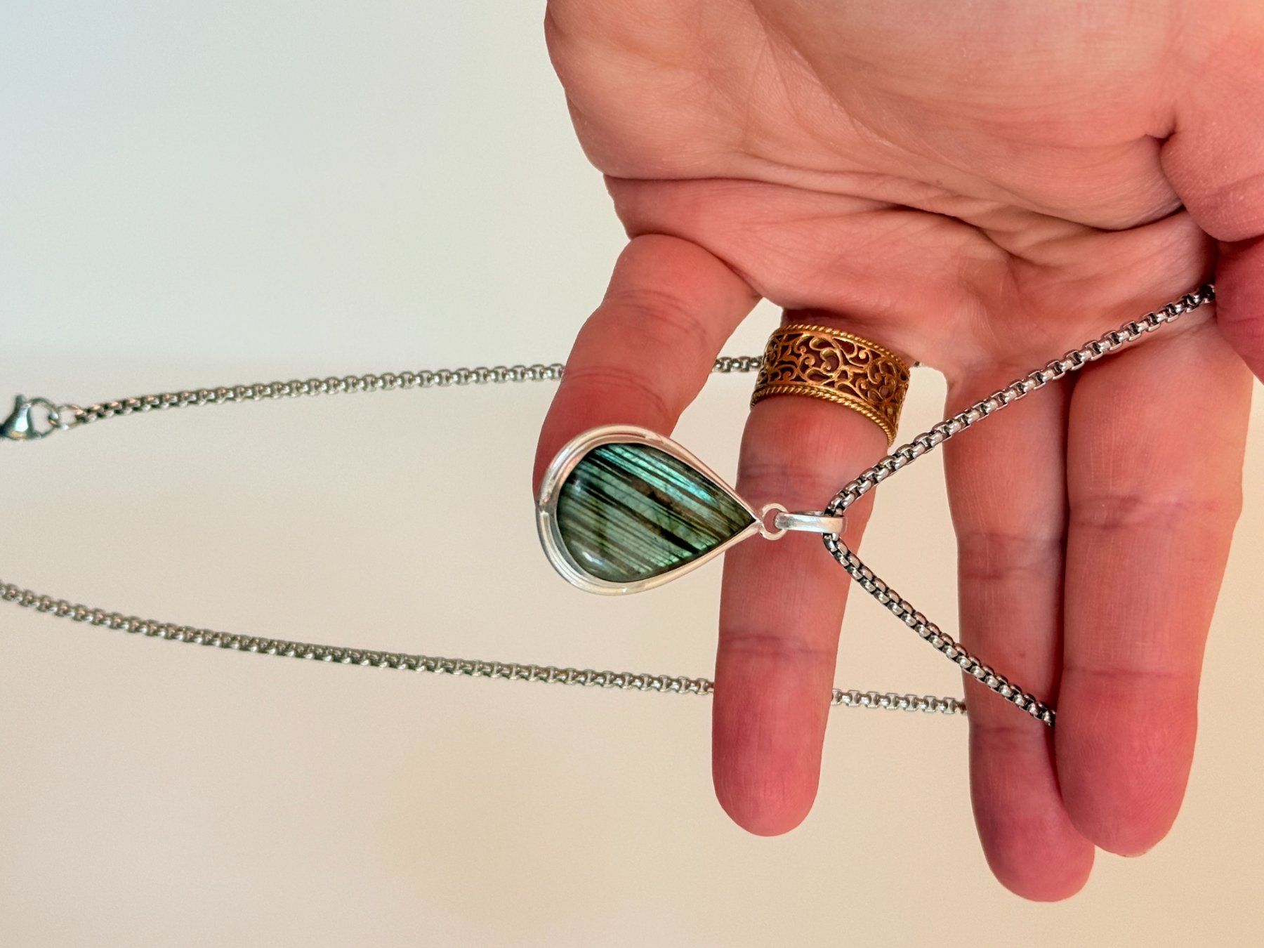 Catenine: Superbe collier Labradorite, neuf! – Nuovo e nell'imballaggio originale da Genève venduto da AGBERG 4