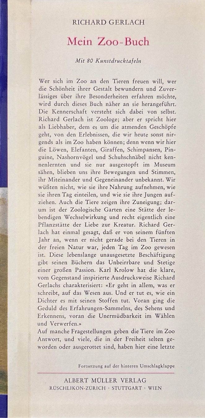 Libri: Gerlach Richard, Mein Zoo-Buch – Usato da Sarnen venduto da Livres 1