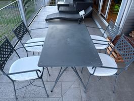 Gartentisch mit 4 Stühlen Metall anthrazit gebraucht