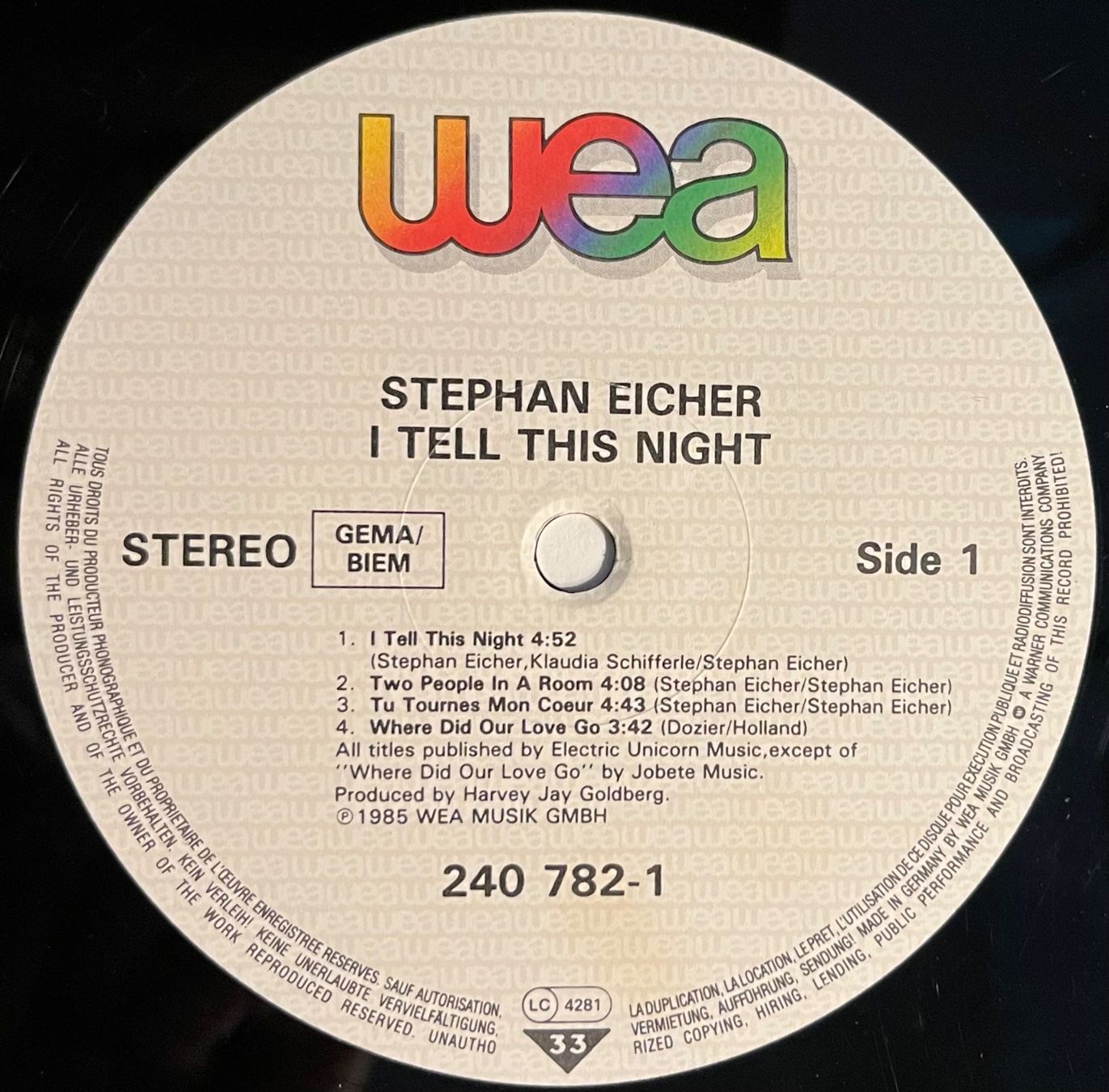 Dischi in vinile: STEPHAN EICHER - I TELL THIS NIGHT - 33 Tours – Usato da Bussigny venduto da vinyl-pas-cher 2