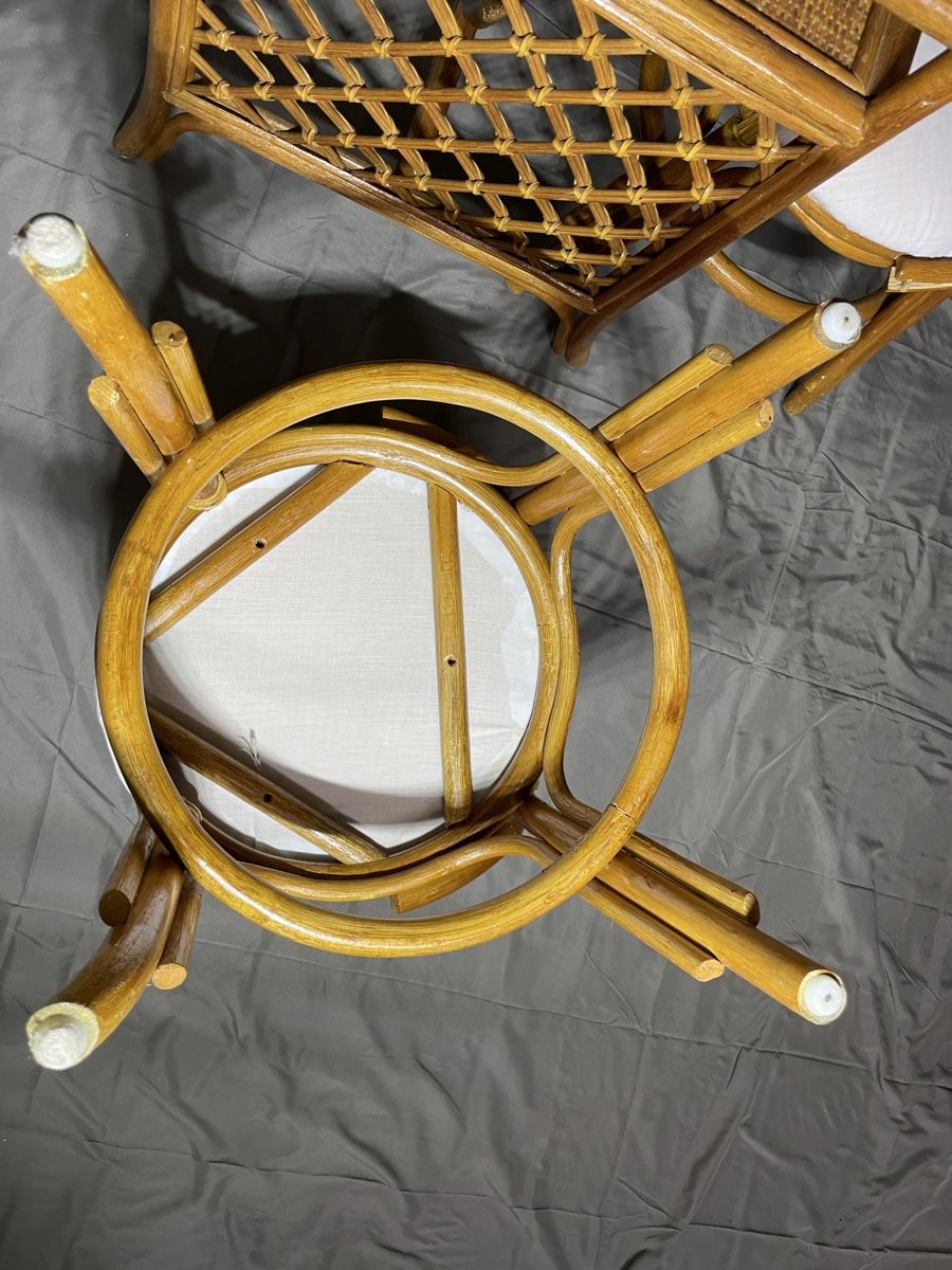 Set di tavolo e panche: Vintage Superbe Ensemble rotin et bambou – Usato da Genève venduto da monica24 8