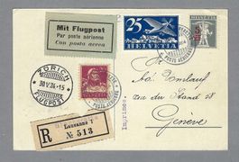 1924, BLECHERETTE - ZÜRICH, OFFIZIELLE FLUGKARTE