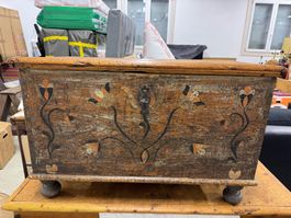 Vintage European Wooden Trunk (Glory Box) for Sale
