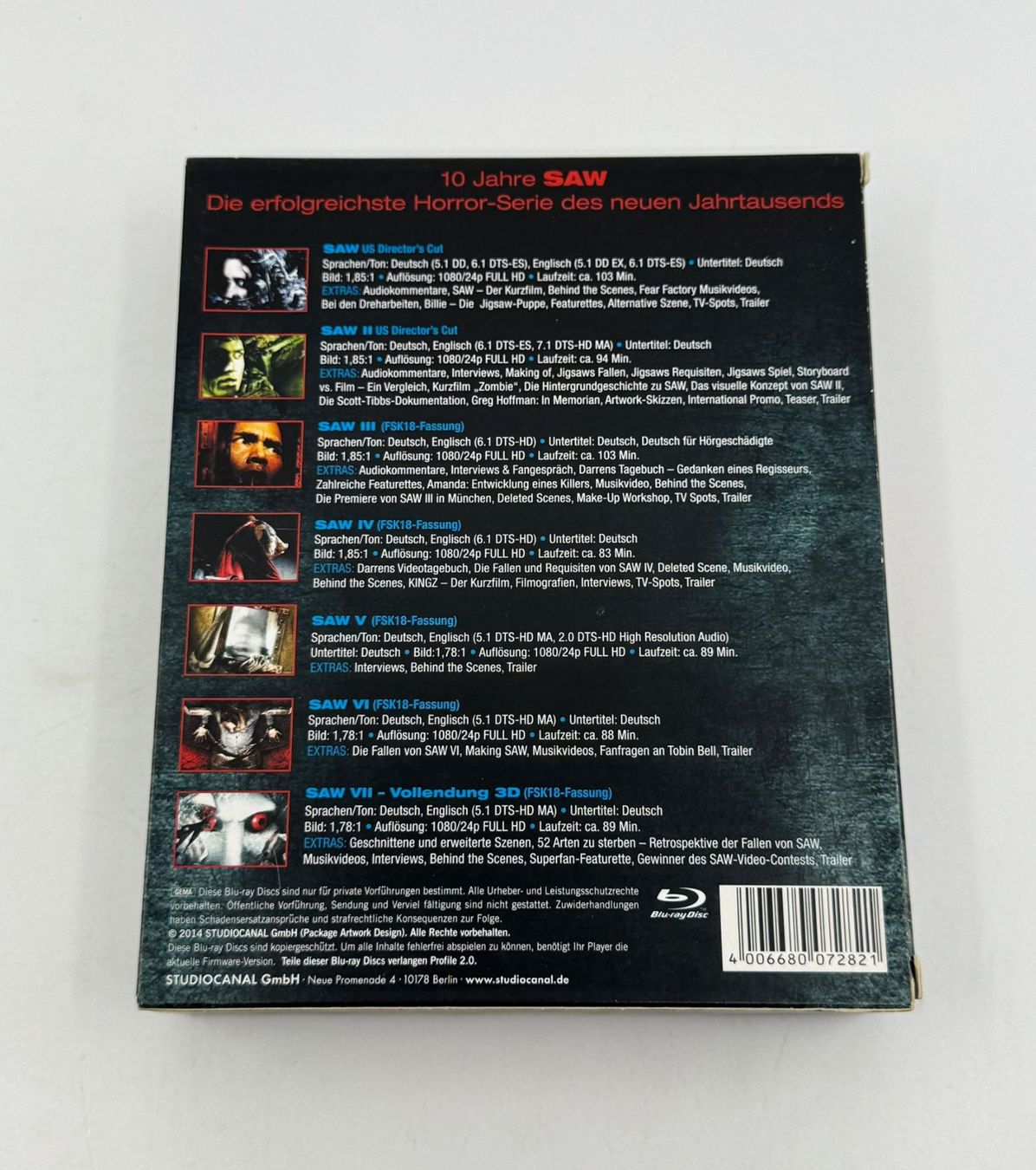 Tutti i DVDs: 10 Jahre SAW (7 Blu-Rays) – Usato da Herisau venduto da Seyashop1 3