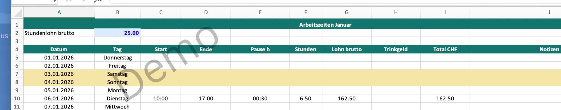 Altro per Ufficio & Commercio: Arbeitszeiten & Lohn Excel Vorlage PRO – Nuovo (secondo la descrizione) da Sonterswil venduto da dwidi 1