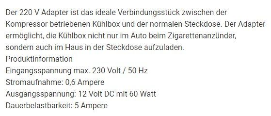 Weber 220V Adapter zu Kompressor Kühlbox 12V/24V kaufen