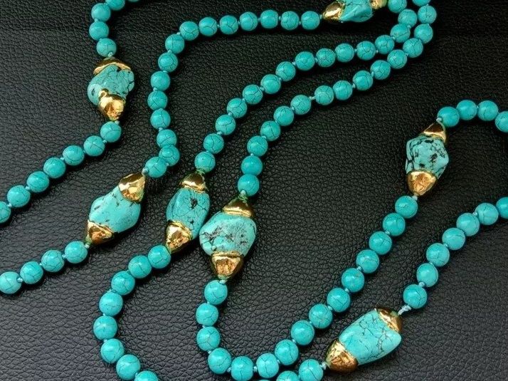 Ketten: Wunderschön Türkis lange Halskette Perle Collier Turquoise – Neu (gemäss Beschreibung) aus Prilly von ilyria73 1