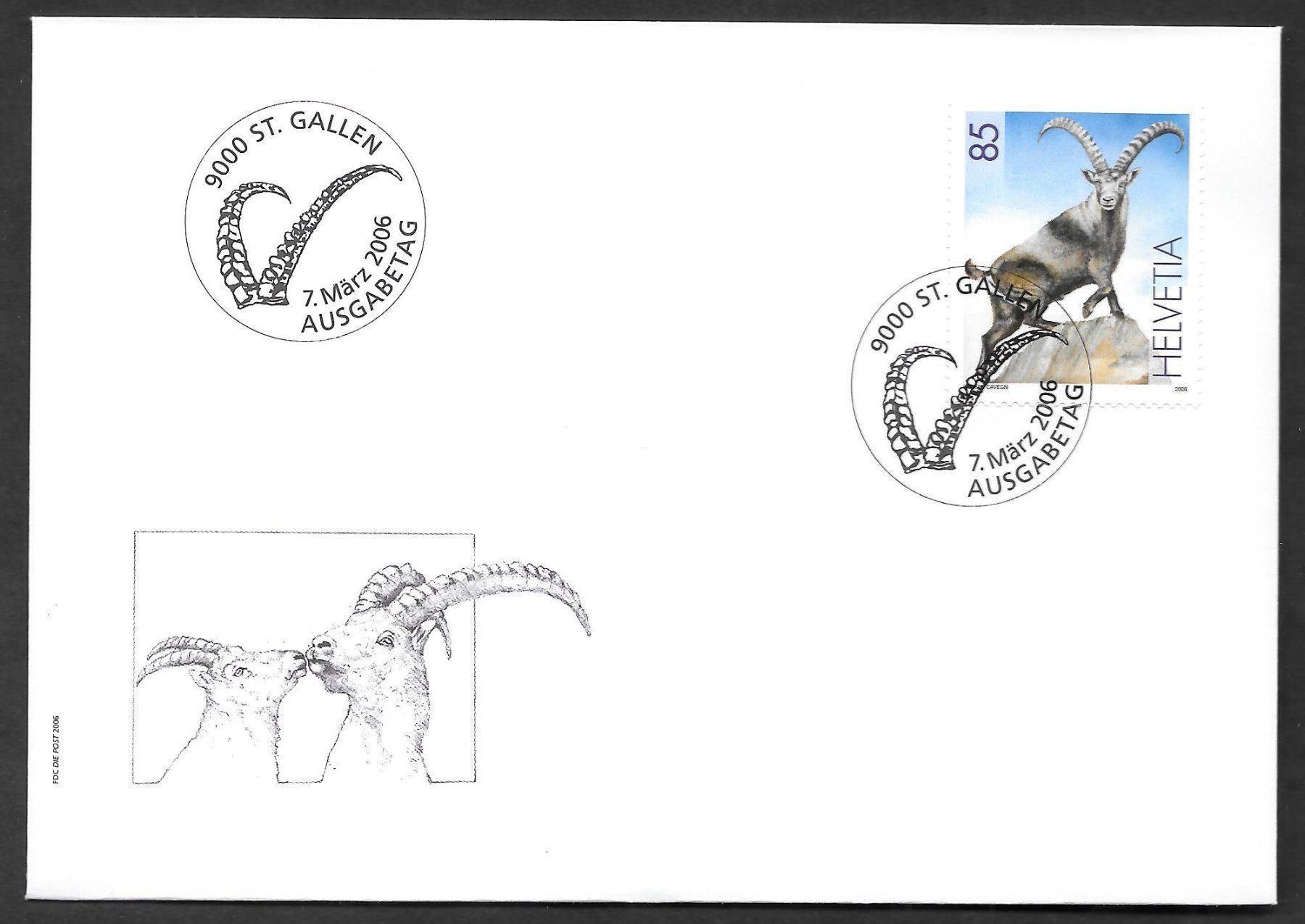 Tutti i francobolli: FDC 1196 Steinbock ET St. Gallen 7.3.2006 – Nuovo (secondo la descrizione) da Olten venduto da clotaldi