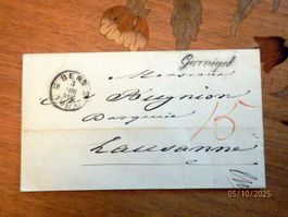 Vorphilabrief, Gurnigel-Lausanne, 1860, Balken-O Gurnigel