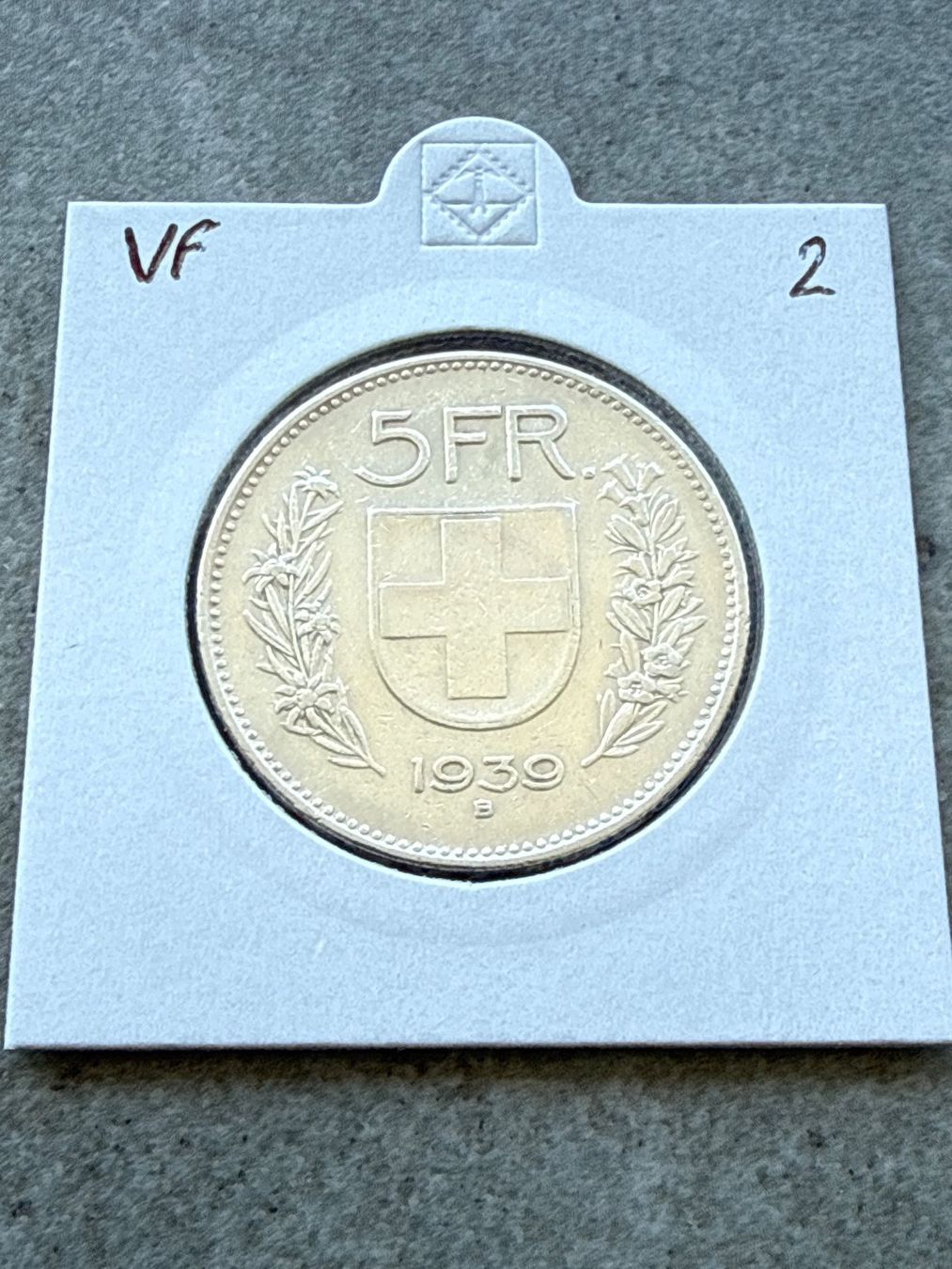 Tutti le monete: Swiss 5 francs 1939 Silver Coin – Usato da Pully venduto da ta571