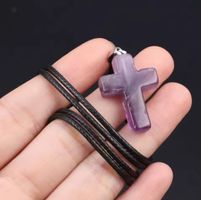 Collier croix améthyste, NEUF