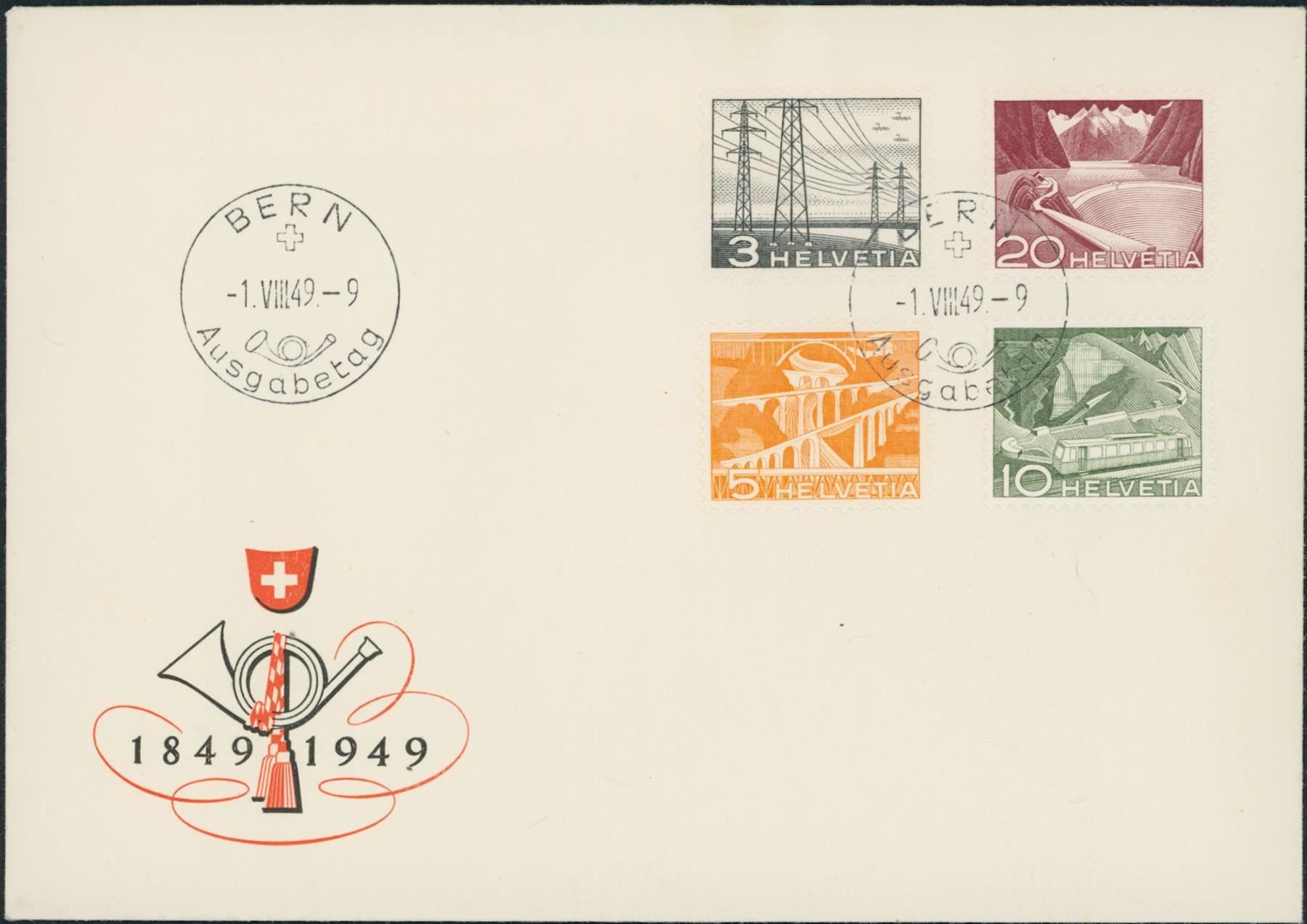 Tous les timbres: 1949 - Technik + Landschaft - FDC ET  dt – D'occasion à Schindellegi par leecollect 2