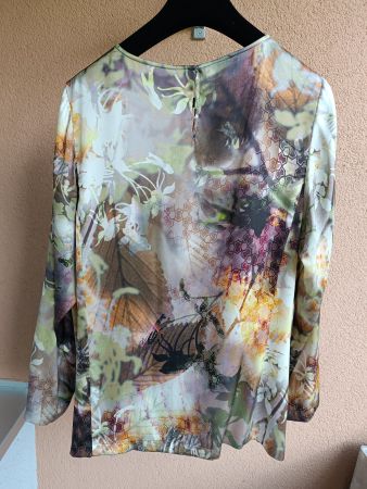 Seiden Langarmtop beige organge gelb braun