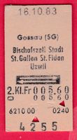 KARTON BILLETT, GOSSAU - UZWIL, 2.KLASSE, RETOUR