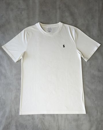 T-shirt Ralph Lauren blanc logo brodé bleu marine - S #30