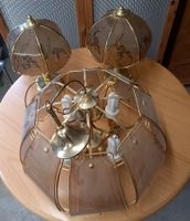 1 Deckenlampe, 2 Tischlampen Vintage