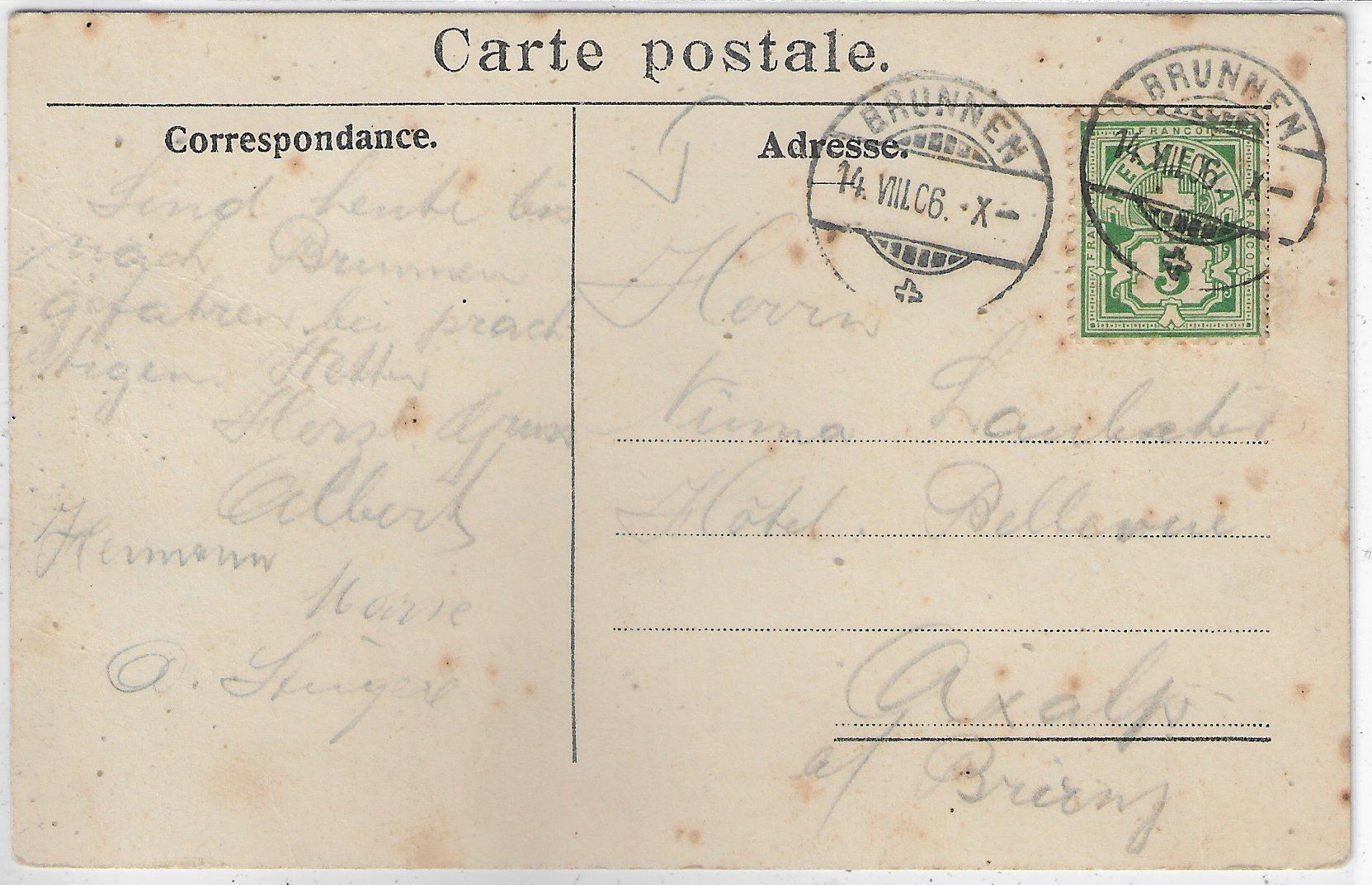 Cartoline postali: Brunnen - Die Hotels am Quai - Litho – Usato da Ettingen venduto da Kartenplanet 1
