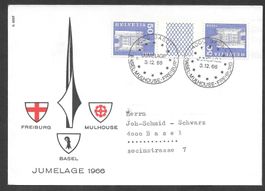 Sonderbrief S 628 Jumelage Freiburg Mulhouse Basel 3.12.1966