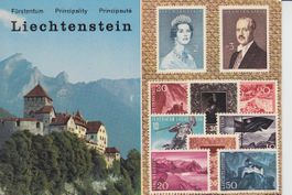 Vaduz  FL  -  Schloss mit Falknis und Briefmarken vom FL