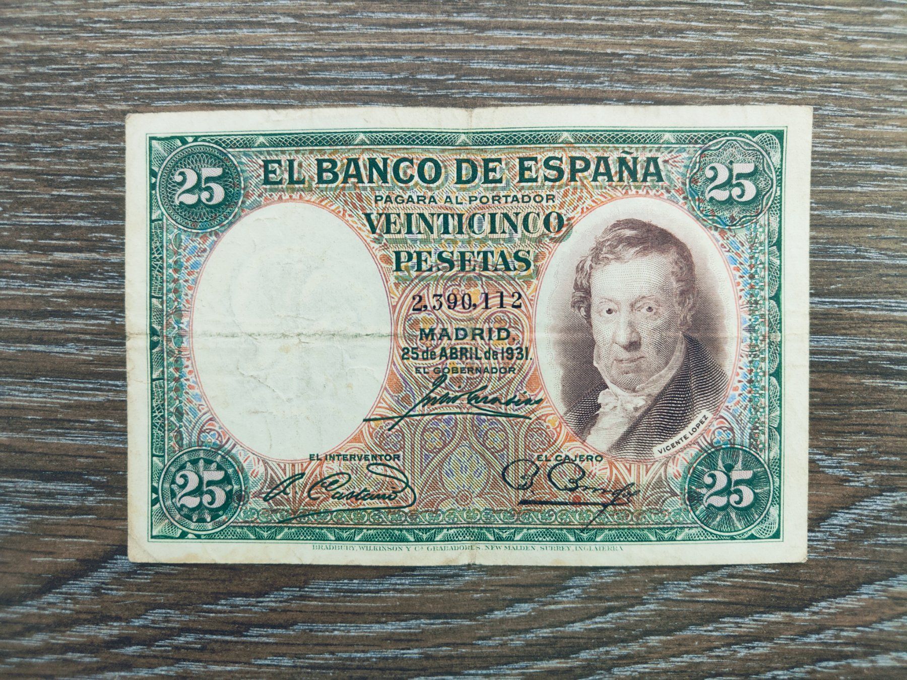 Banknoten: Spanien 25 Pesetas 1931 !!!!! – Gebraucht aus Flaach von Lonzo99