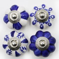 Möbelknöpfe 4 Stk Möbelknopf Set Blau Weiß Knäufe Keramik