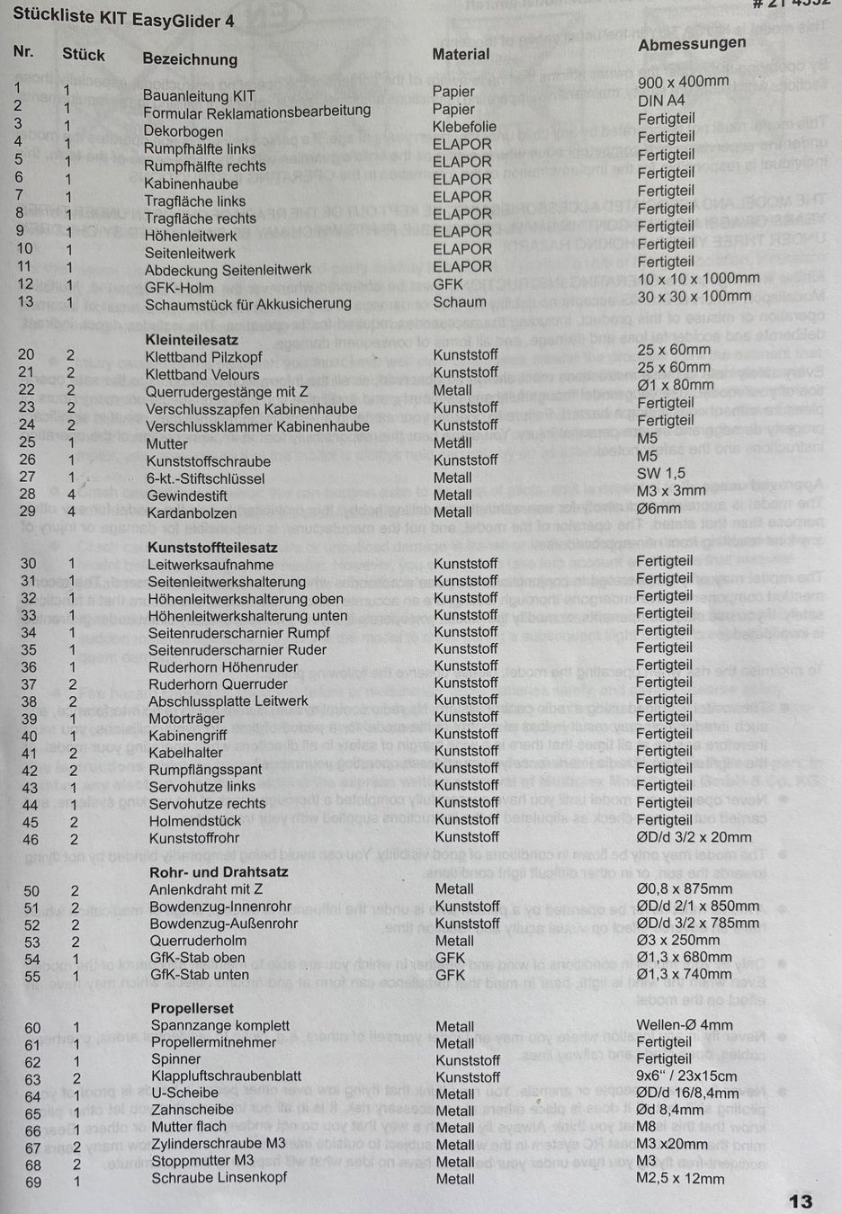 Modellismo RC: Easyglider, diverse Ersatzteile – Usato da Münsingen venduto da gionides01 1