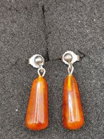 Vintage 925er Silber Ohrhänger mit Natur Bernsteine Top
